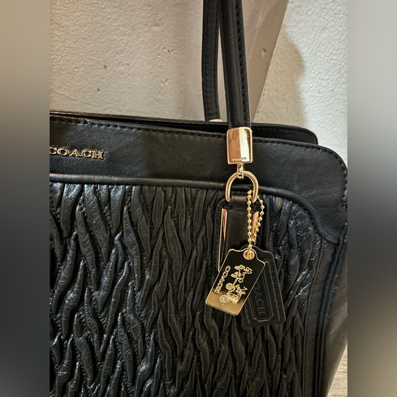 Coach Madison Gathered Twisted Black Satchel - Picture 5 of 9